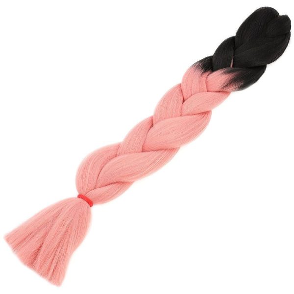 Afrika Örgülük Ombreli Sentetik Saç 100 Gr. - Siyah / Pudra Pembe