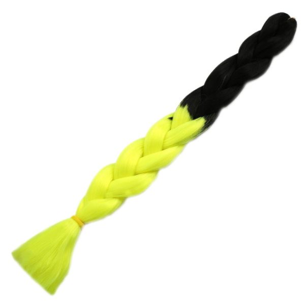Afrika Örgüsü Ve Rasta İçin Sentetik Ombreli Saç - Siyah / Neon Sarı