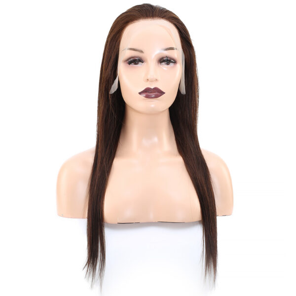 Düz Front Lace Gerçek Tül Peruk - Koyu Kahve - 60-65cm